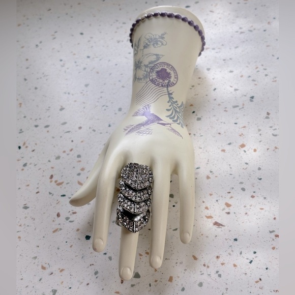 Gothic Victorian Heart Crystal Knuckle Finger‎ Ring - Picture 3 of 9